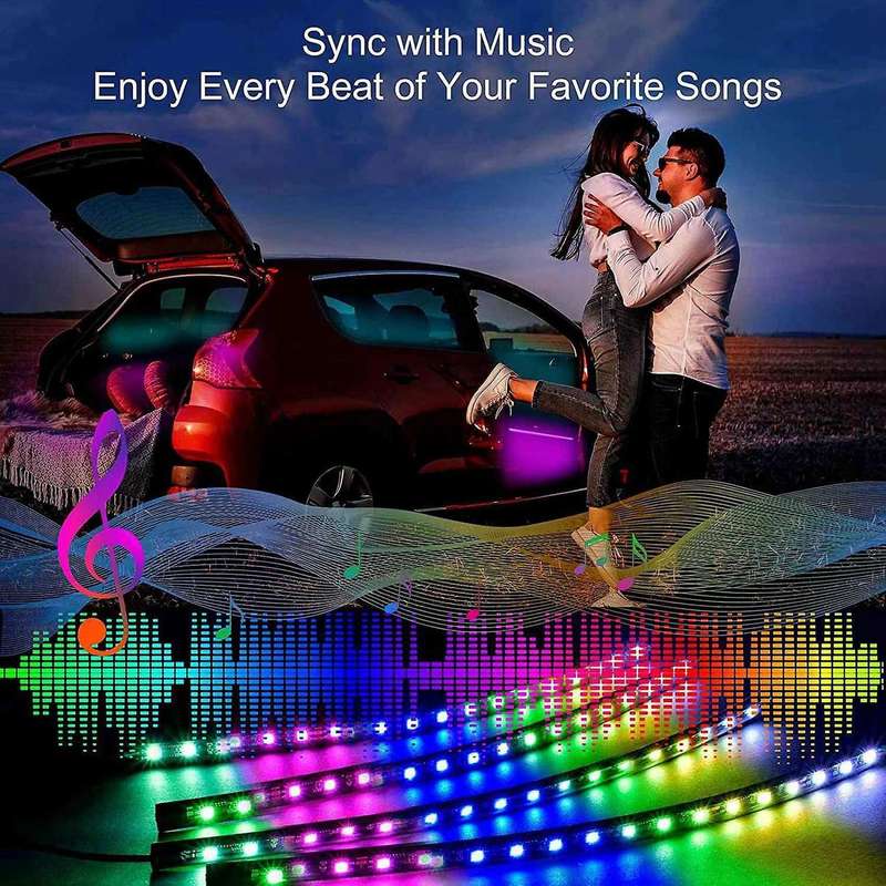Car Symphony Foot Light Voice Control APP Symphony Streamer Light 48 LED Atmosphere Light for SUV Tr