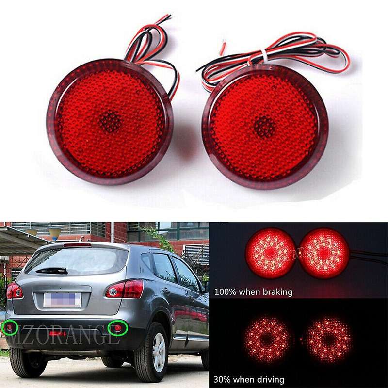 Car Tail Rear Bumper Reflector Lamp Round for / for Sienna/ Tail Brake Stop Light (Red)