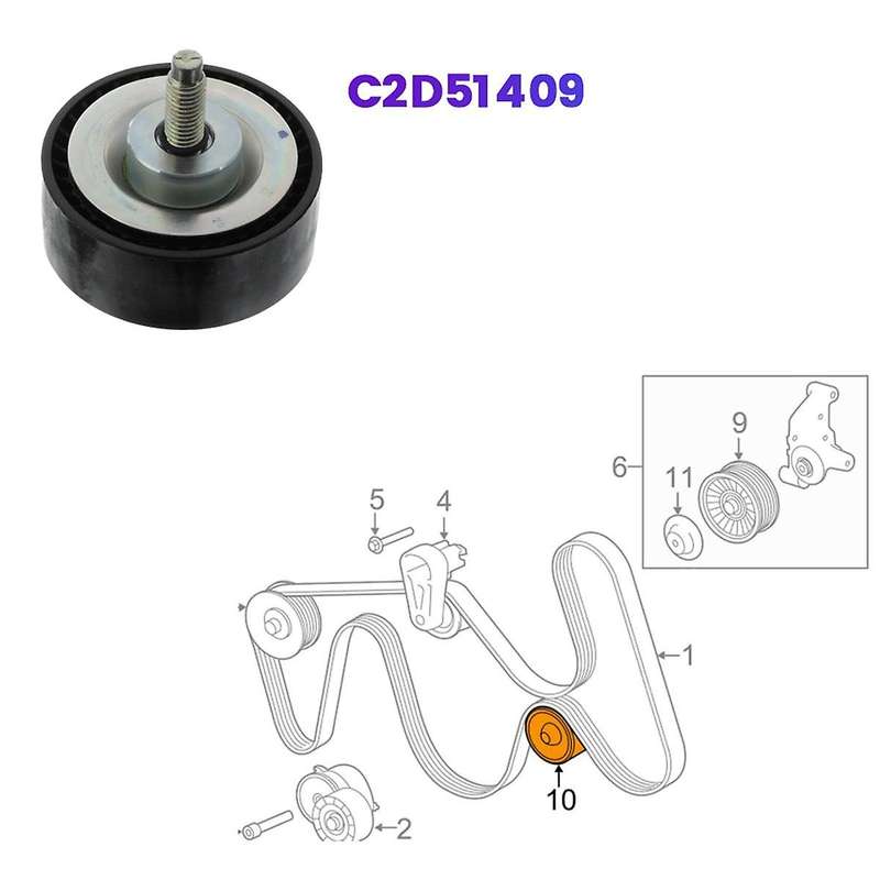 Car Tensioner Belt Idle Roller Pulleys C2D51409 for XE XF F Pace 2.0 Petrol Models 2009-2015 Idler P
