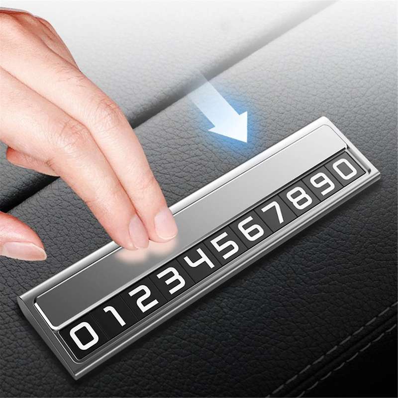 Car Temporary Parking Cartoon with Phone Number Plate Aluminum Parking Car Shape Car Accessories Par