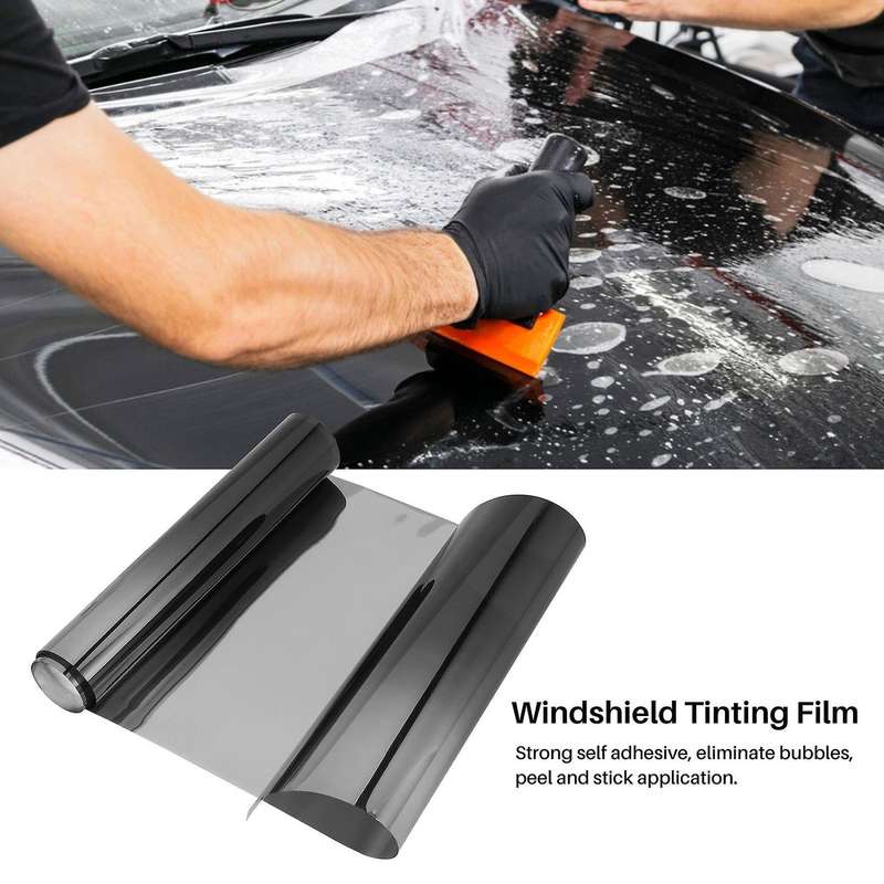 Car Tinting Film Top Front Windshield Foil Solar Protection Gradient 20x150cm (black)