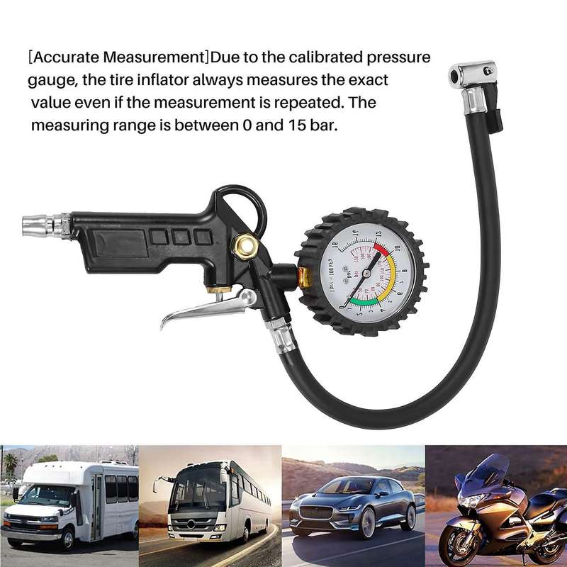 Car Tire Pressure Gauge 220 PSI Tire Inflator with Pressure Gauge Air Compressor for Motorcycles Bi