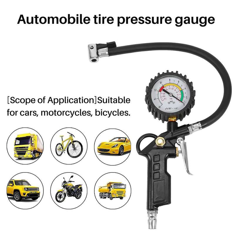 Car Tire Pressure Gauge 220 PSI Tire Inflator with Pressure Gauge Air Compressor for Motorcycles Bi