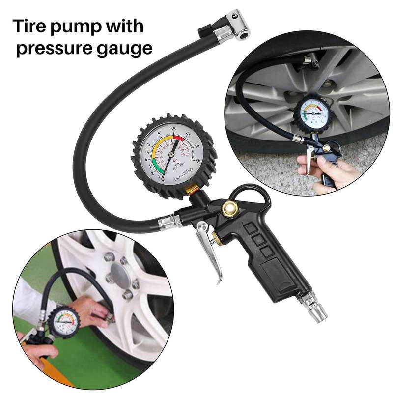 Car Tire Pressure Gauge 220 PSI Tire Inflator with Pressure Gauge Air Compressor for Motorcycles Bi