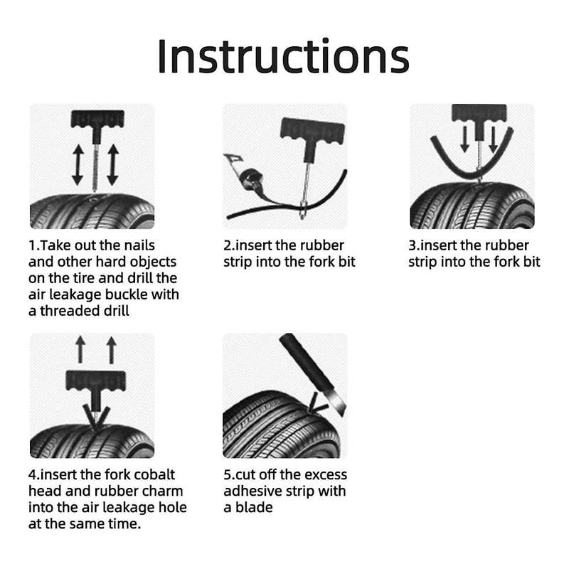 Car Tire Repair Kit Puncture Plug Tools Tyre Puncture Emergency for Tire Strips Stirring Glue Repai
