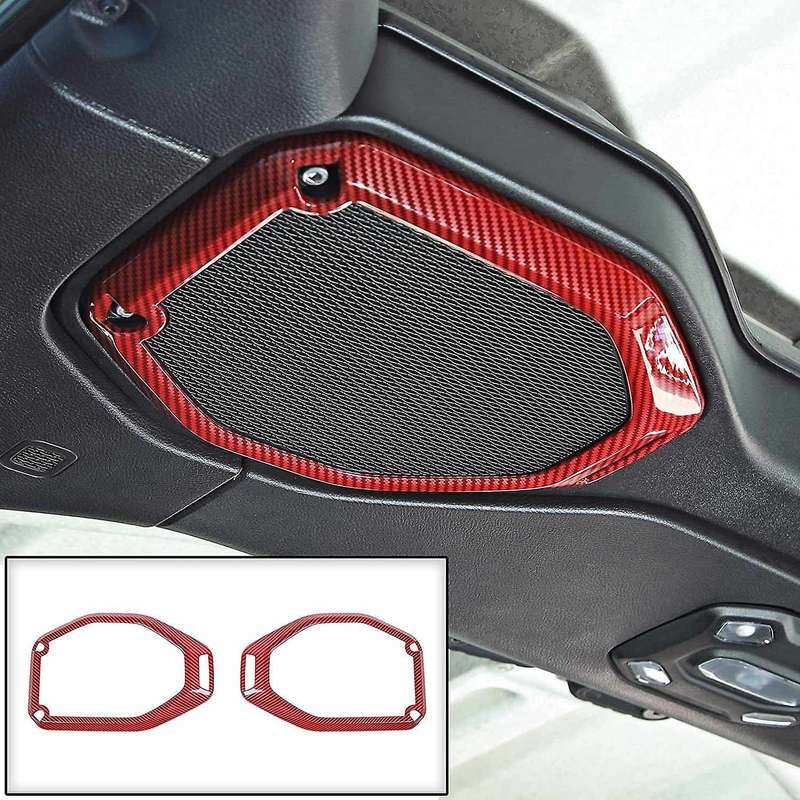 Car Top Roof Speaker Frame Trim Cover for 2018-2021 Wrangler JL JLU JT (Red Carbon Fiber)