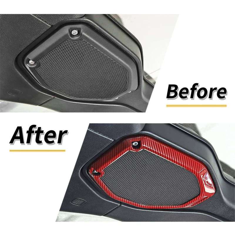 Car Top Roof Speaker Frame Trim Cover for 2018-2021 Wrangler JL JLU JT (Red Carbon Fiber)