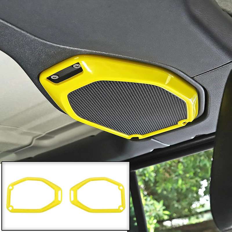 Car Top Roof Speaker Frame Trim Cover for 2018-2021 Wrangler JL JLU JT (Yellow)