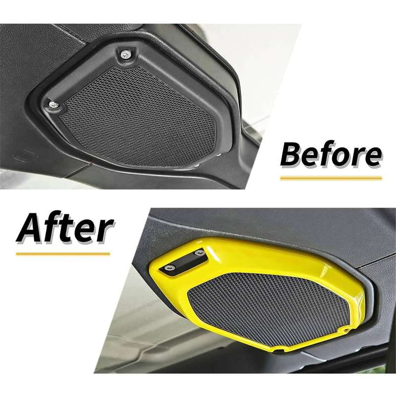 Car Top Roof Speaker Frame Trim Cover for 2018-2021 Wrangler JL JLU JT (Yellow)