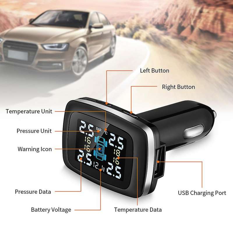 Car Tpms Lighter Digital Tpms Car Tire Pressure Alarm System Usb Port Security Alarm Systems Tire P