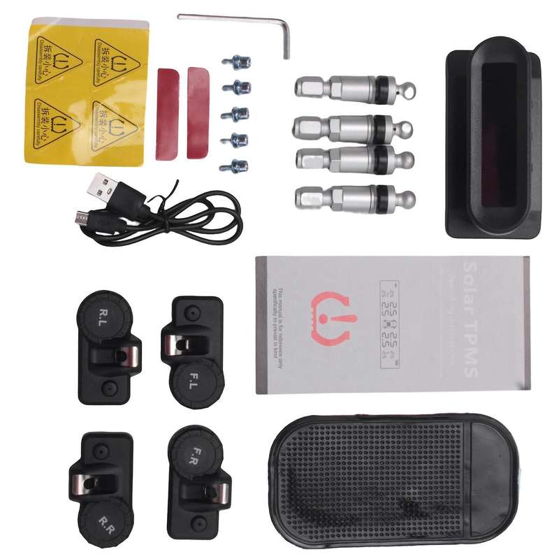 Car TPMS Color Large Screen Wireless Tire Pressure Detector Solar Tire Pressure Alarm Monitoring Sys