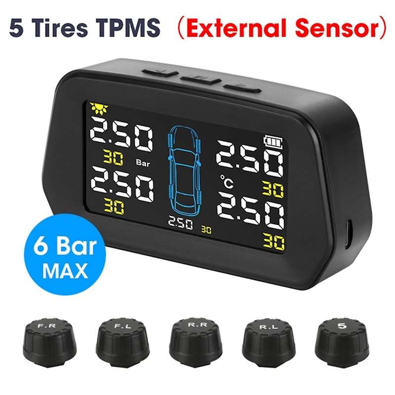 Car TPMS Tire Pressure Monitor Solar External Sensor Tire Pressure Alarm Monitoring System Control S