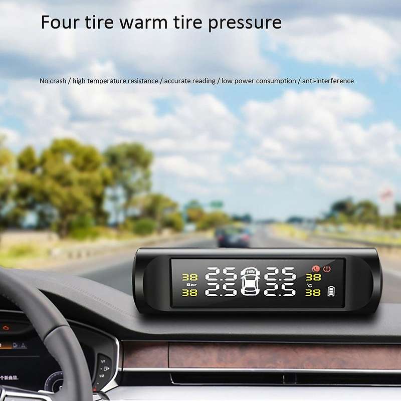 Car TPMS Tire Pressure Monitoring System Solar Power LCD Display Auto Security Alarm Tire Pressure S