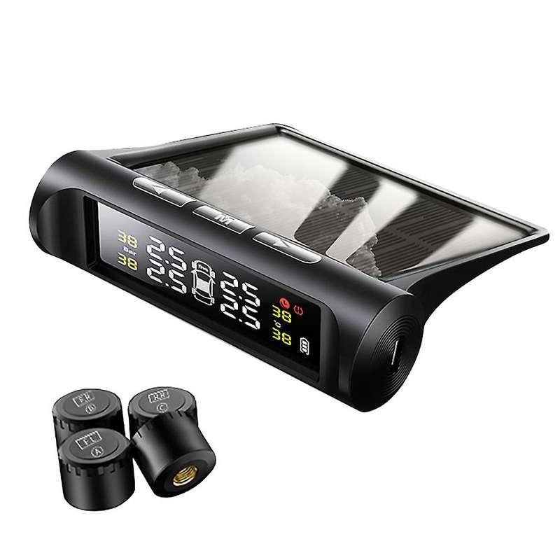 Car TPMS Tire Pressure Monitoring System Solar Power LCD Display Auto Security Alarm Tire Pressure S