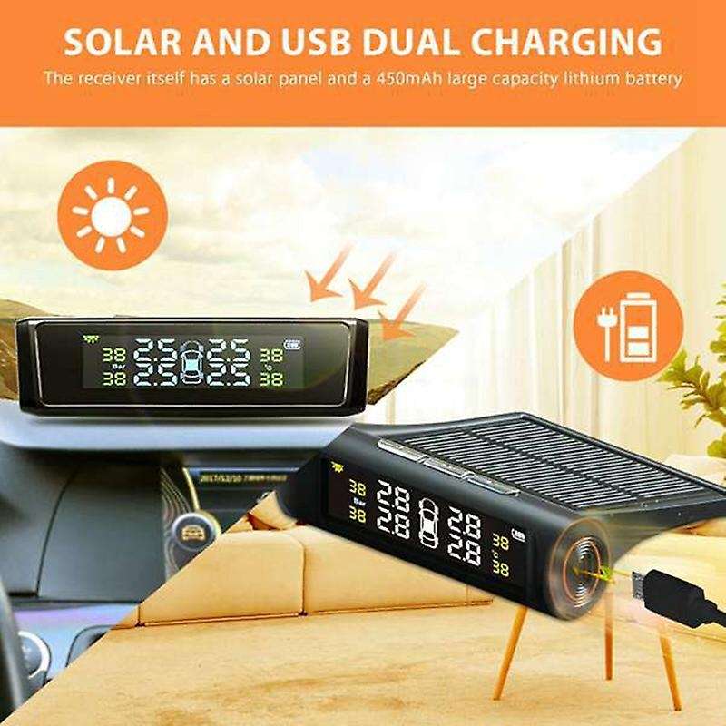 Car TPMS Tyre Pressure Monitoring System Solar Power Digital LCD Display Auto Security Alarm Systems