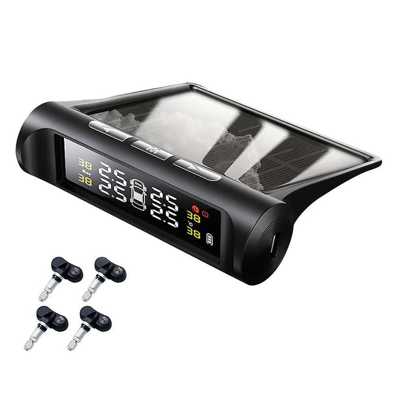 Car TPMS Tire Pressure Monitoring System Solar Power LCD Display Auto Security Alarm Tire Pressure S