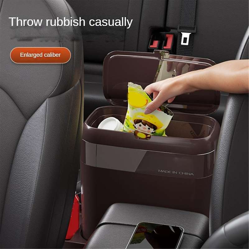 Car Trash Can Spill Proof Plastic Car Garbage Can - Basket Bin Organizer 7L Dedicated Rear Storage