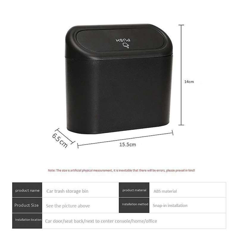 Car Trash Can Interior Organizer Storage Box Car Garbage Bag Press Sealed Trash Can Auto Storage Bin