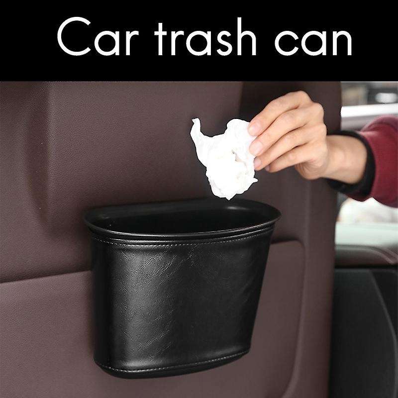 Car Trash Can PU Trash Bin Dustbin Garbage Organizer Holder Small Trash Wastebasket Container for Ca