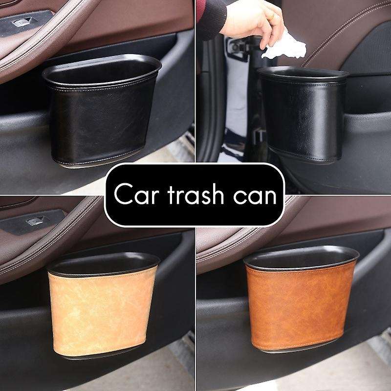 Car Trash Can PU Trash Bin Dustbin Garbage Organizer Holder Small Trash Wastebasket Container for Ca