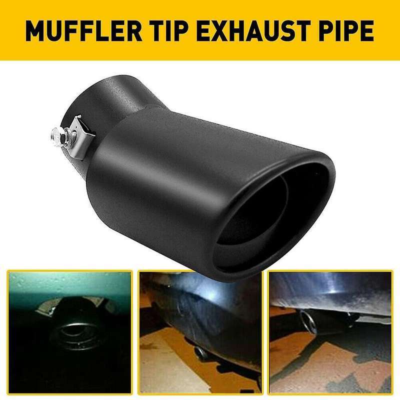 Car Trim Exhaust Pipe 63mm Stainless Steel Bend Muffler Tip Tail Throat Black