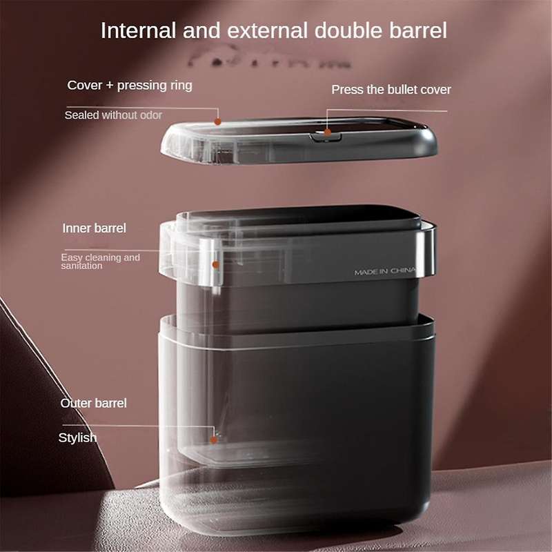 Car Trash Can Spill Proof Plastic Car Garbage Can - Basket Bin Organizer 7l Dedicated Rear Storage C