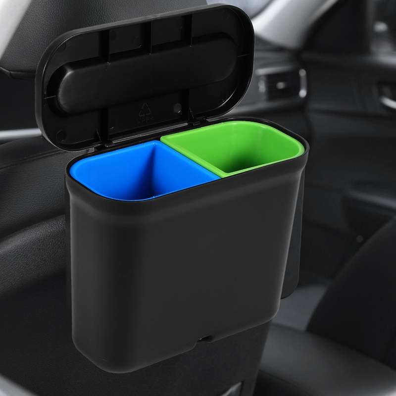 Car Trash Can with Lid, Car Cup Holder Trash Can 3 In 1 Multi-function Car Trash Bag Car Trash Can