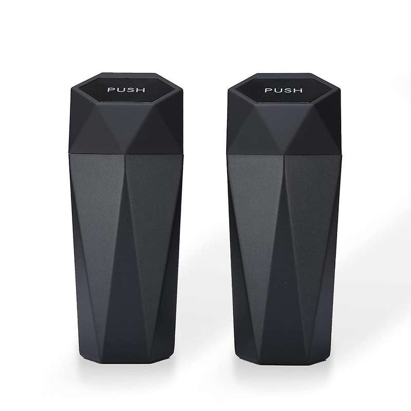 Car Trash Can, Garbage Bin Mini Trashcan, 2 Pack, Black