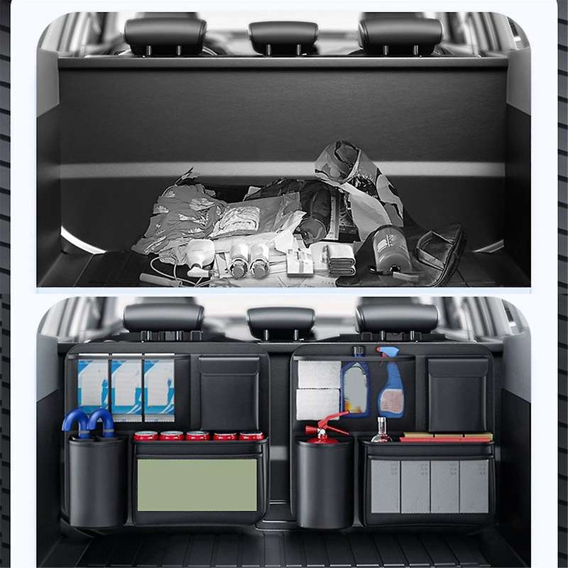 Car Trunk Hanging Bag Leather SUV Seat Back Storage Bag Rear Seat Tools Water Cup Organizer Pocket S