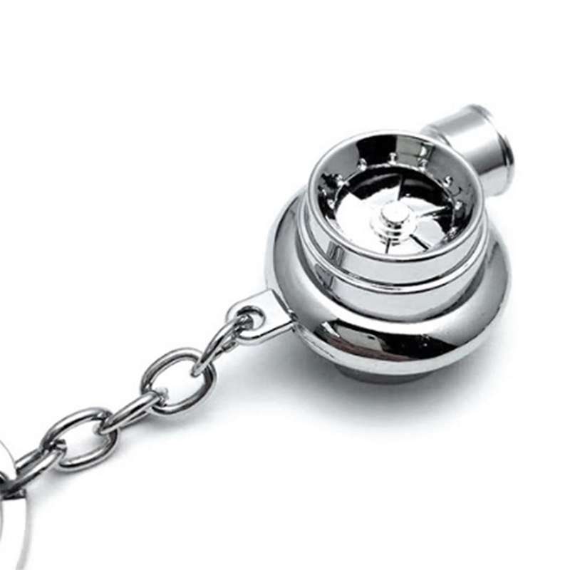 Car Turbo Spinner Keychain with Real Sound and LED Light Mini Turbocharger Key Chain for Car Keys Ac