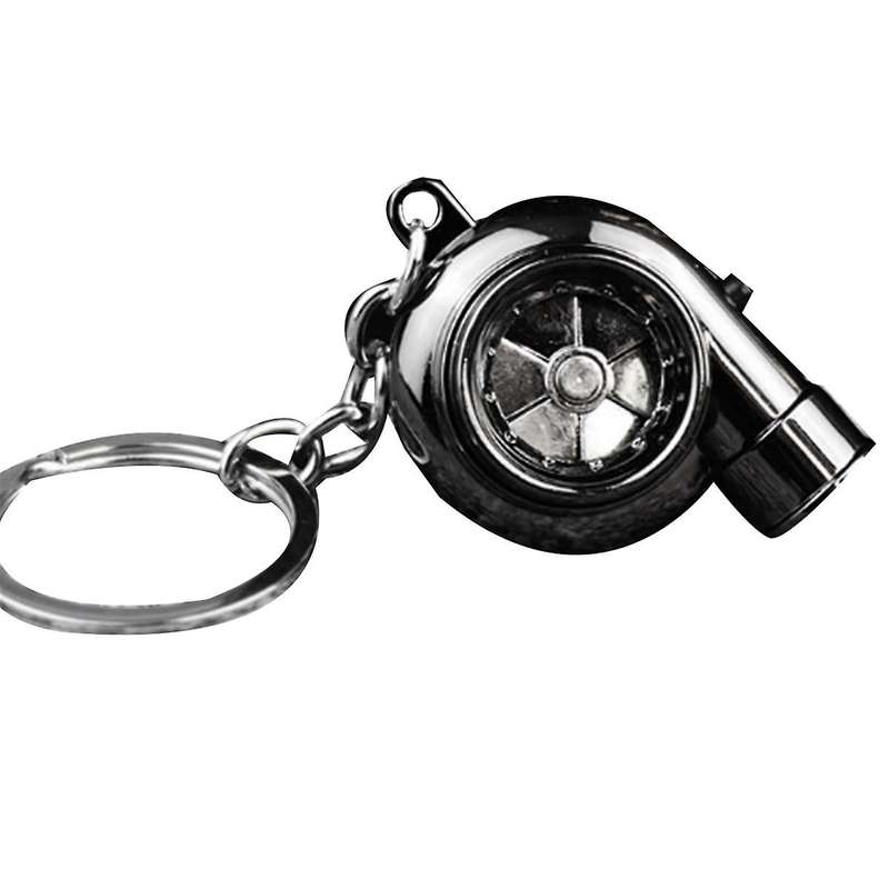 Car Turbo Spinner Keychain with Real Sound and LED Light Mini Turbocharger Key Chain for Car Keys Ac