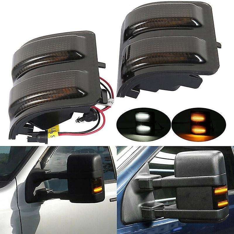 Car Turn Signal Lamp Smoked Lens LED Side Rearview Mirror Marker Lights Switchback for F250 F350 200
