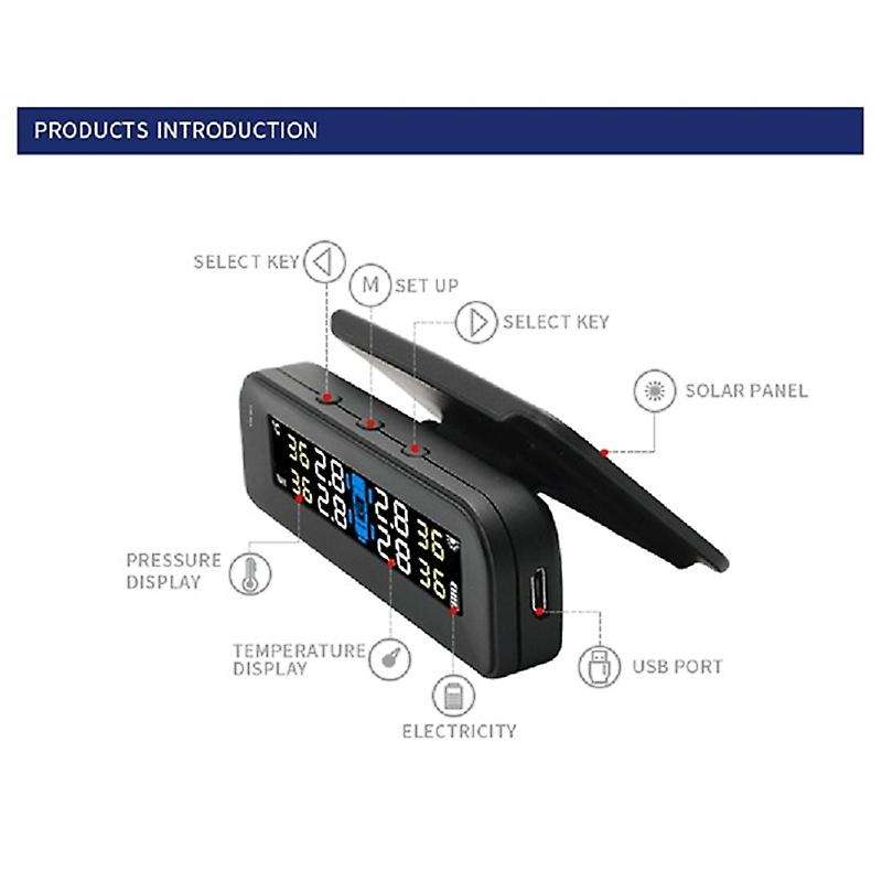 Car Tyre Pressure Monitoring System Solar Power Digital Auto Security Alarm Systems Tyre Pressure Ca