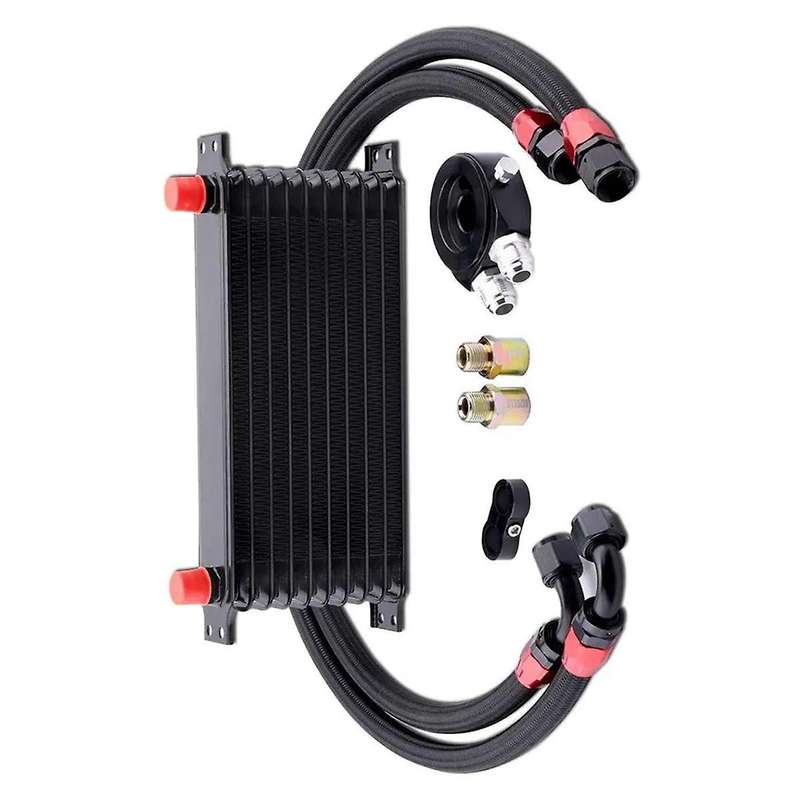 Car Universal 10 Rows AN10 + Oil Filter Sandwich Adapter + AN10 Hose for Cooling System Parts