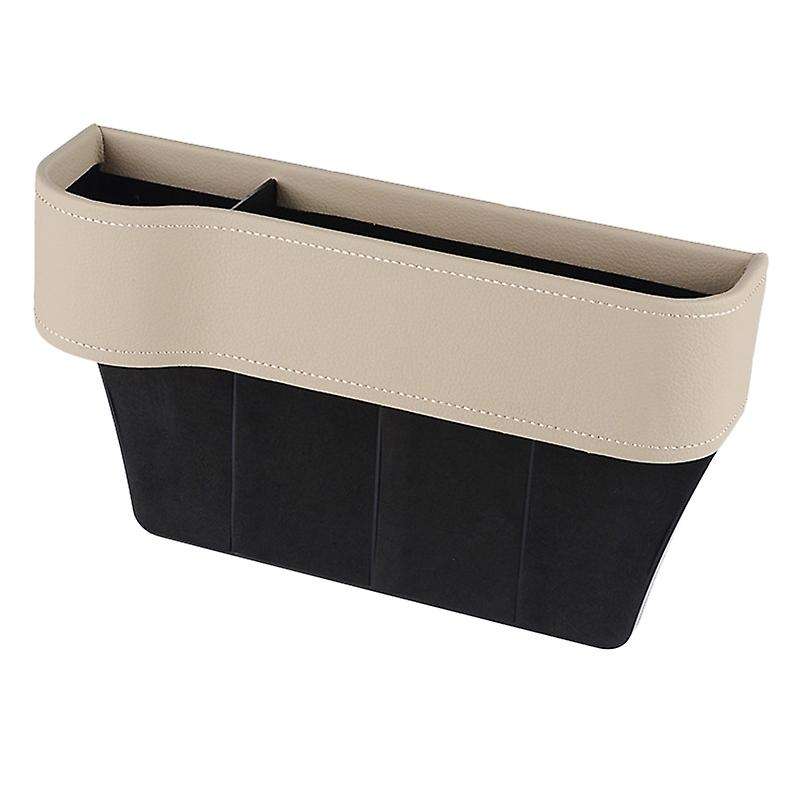 Car Universal Driver Side Seat Space Storage Box for Pocket Organizer Phone Holders Beige