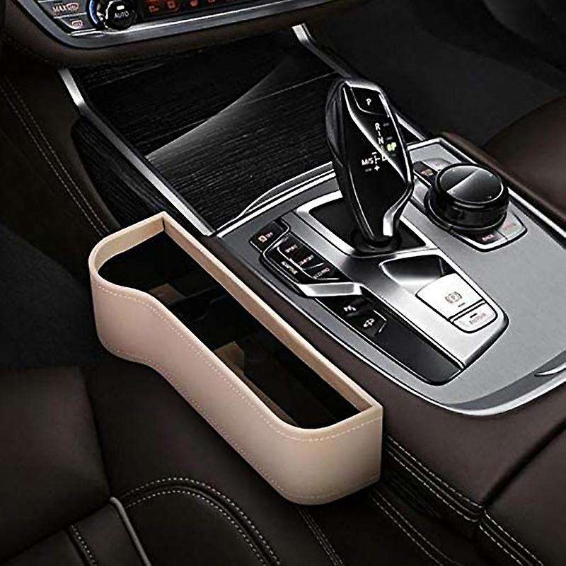 Car Universal Driver Side Seat Space Storage Box for Pocket Organizer Phone Holders Beige