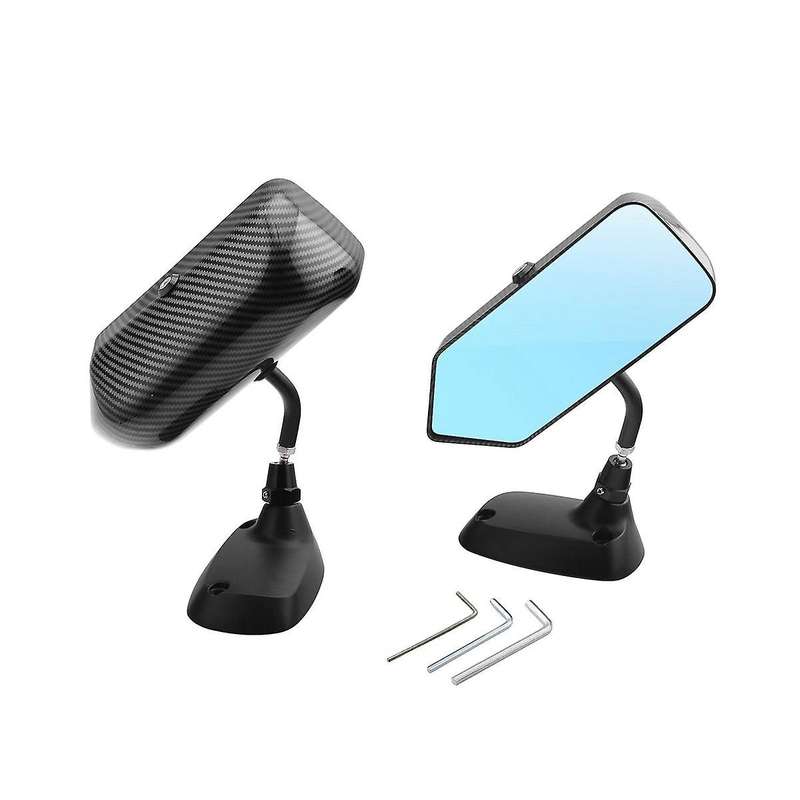 Car Universal Tuning Mirror F1 Aluminum Base Carbon Fiber Rearview Blue Mirror Tuning Mirror