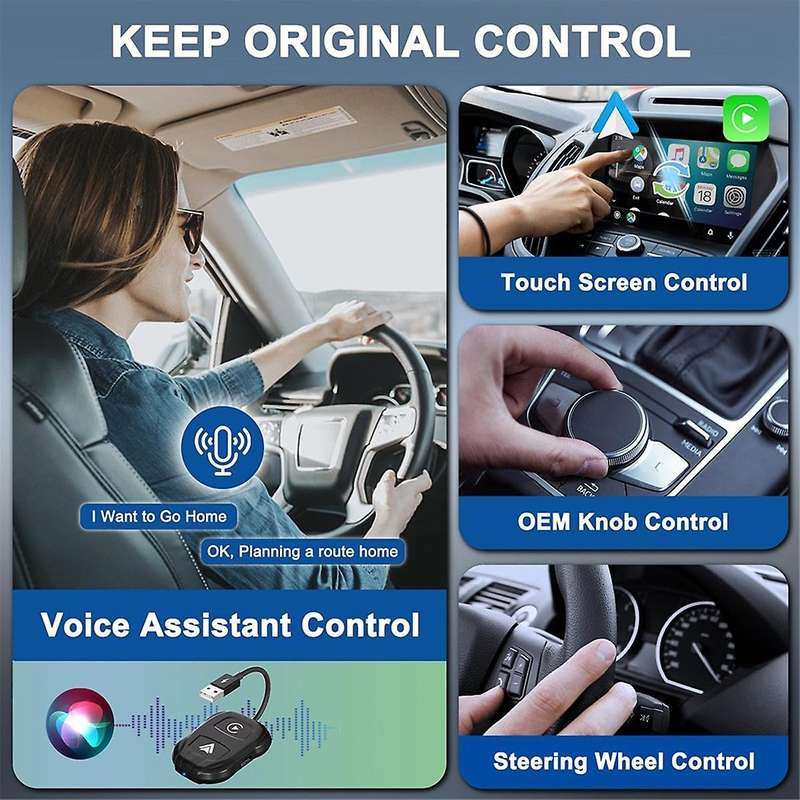 Car Upgrade Wireless CarPlay and Android Auto 2 in 1 Adapter WiFi Smart Dongle for Converting Factor