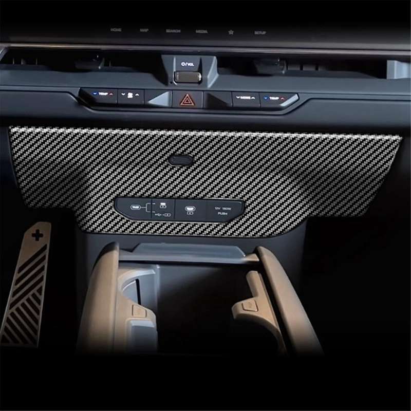 Car USB Charging Panel Trim Sticker for EV9 2023 2024 Central Control Air Outlet Lower Panel Carbon