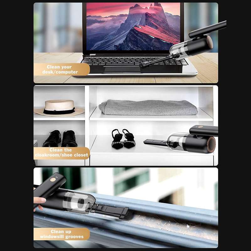 Car Vacuum Cleaner Handheld Vacuum Cordless 6000Pa Car Vacuum Cordless Portable Rechargeable with LE