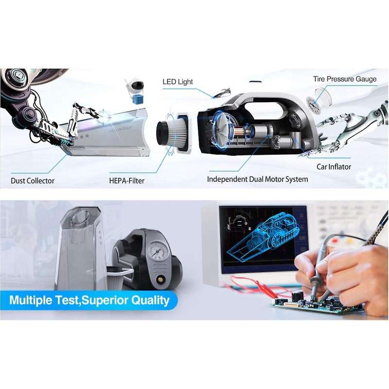 Car Vacuum Cleaner,120W 4 in 1 Handheld Car Pump Handheld Vacuum Cleaner with 3.7M Power Cord for Ca