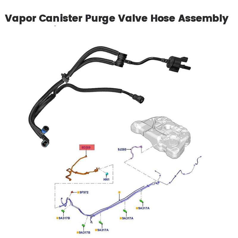 Car Vapor Canister Purge Valve Hose Assembly DG9Z-9D289-PPL for MKZ 2.0 2014-2018 DG9Z-9D289- ADG9Z9
