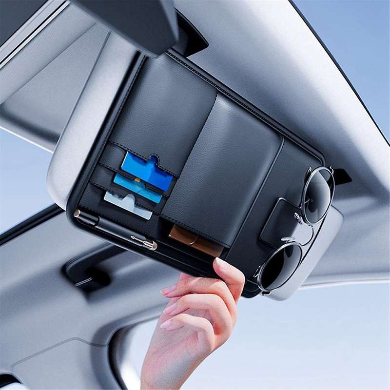 Car Visor Storage Device Multi-Function Light Shield Glasses Bag Card Driver'S License Clip Car Sto