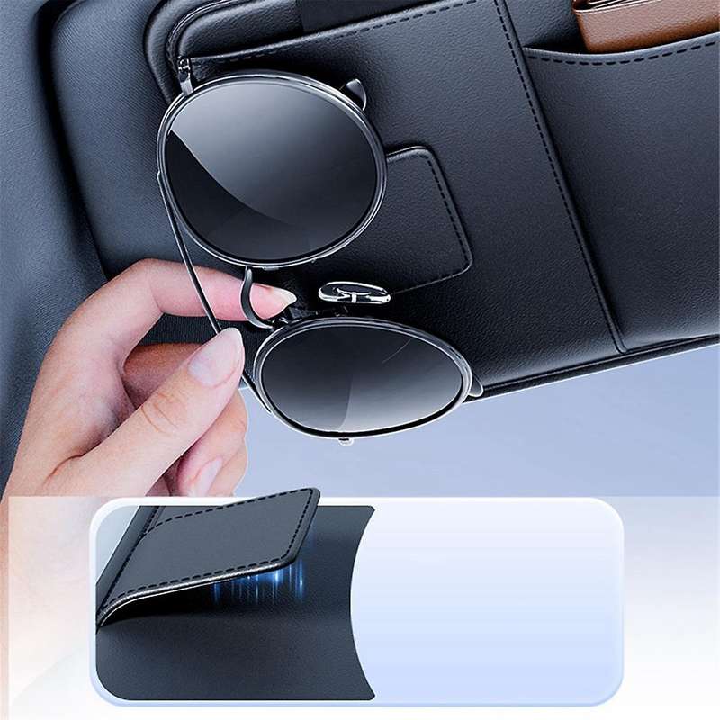 Car Visor Storage Device Multi-Function Light Shield Glasses Bag Card Driver'S License Clip Car Sto