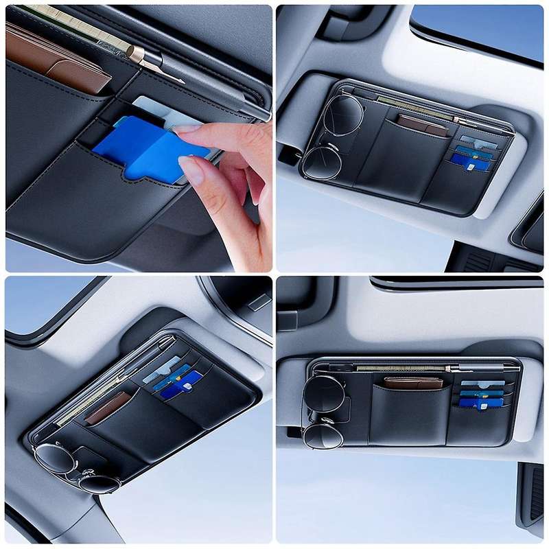 Car Visor Storage Device Multi-Function Light Shield Glasses Bag Card Driver'S License Clip Car Sto