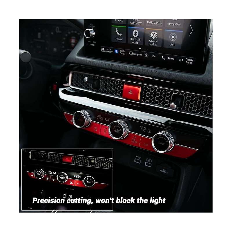 Car Warning Emergency Light Switch Button Cover Sticker Trim for 11Th Gen 2022 2023 Aluminum Alloy R