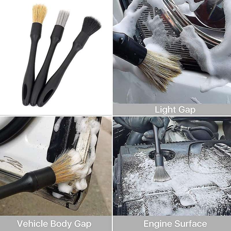 Car Wash Brush Kit Extended Removable Brushes Car Cleaning Tools Dashboard Rim Brush Head Auto Deta