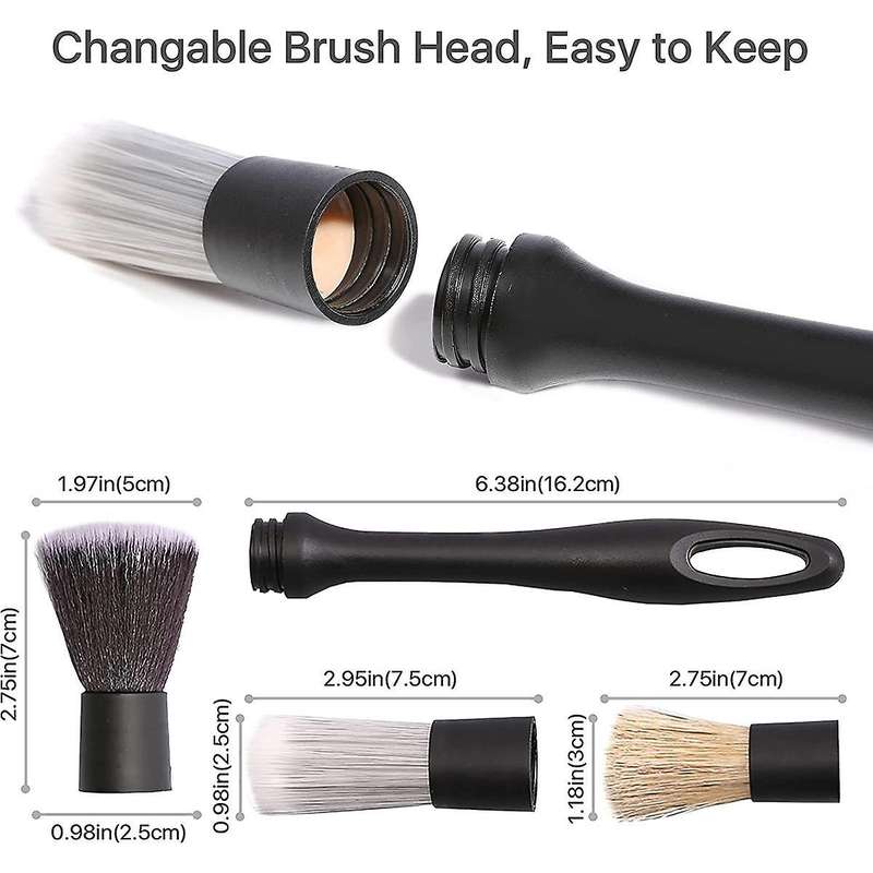 Car Wash Brush Kit Extended Removable Brushes Car Cleaning Tools Dashboard Rim Brush Head Auto Deta