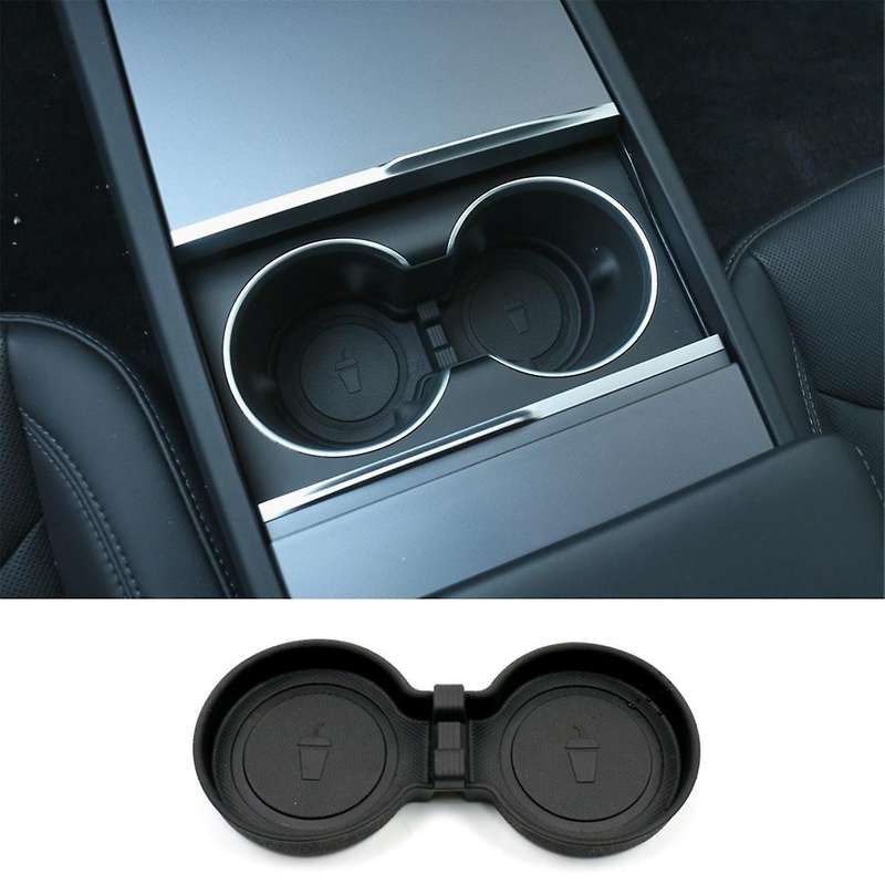 Car Water Cup Mat Coasters Slots TPE Non- Mat for 2024 Interior Accessories, Black