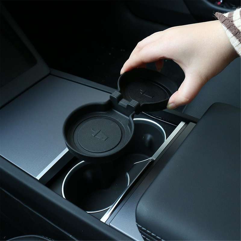 Car Water Cup Mat Coasters Slots TPE Non- Mat for 2024 Interior Accessories, Black